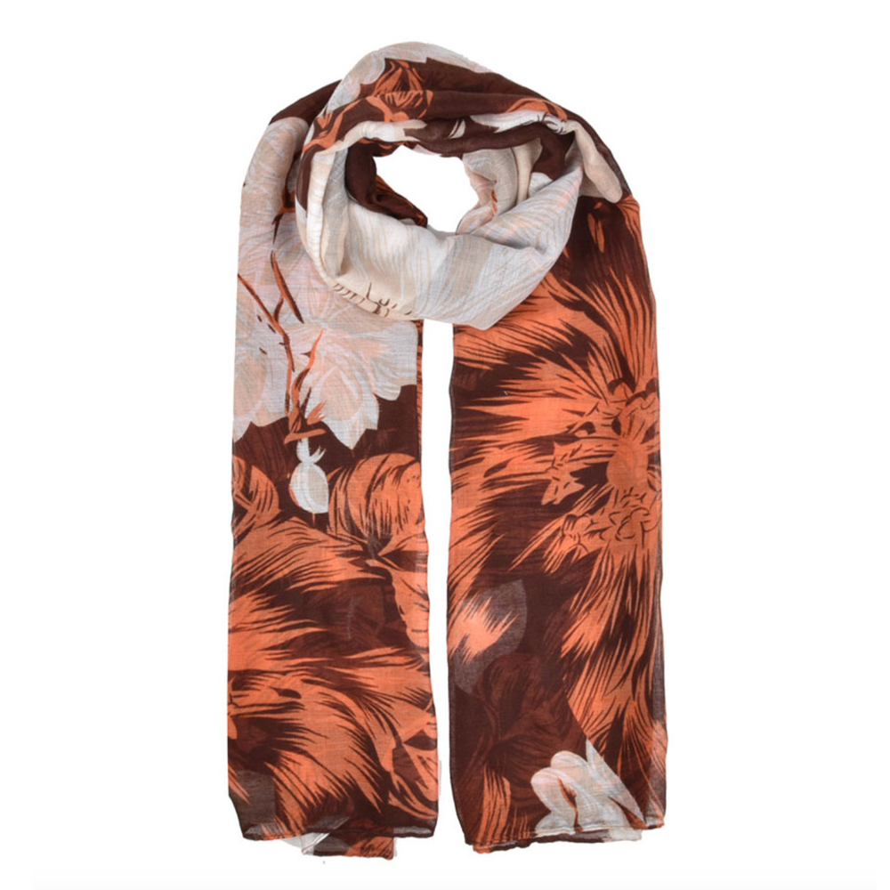 Orange Flame Flower Pattern Scarf