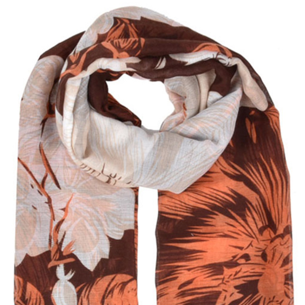 Orange Flame Flower Pattern Scarf