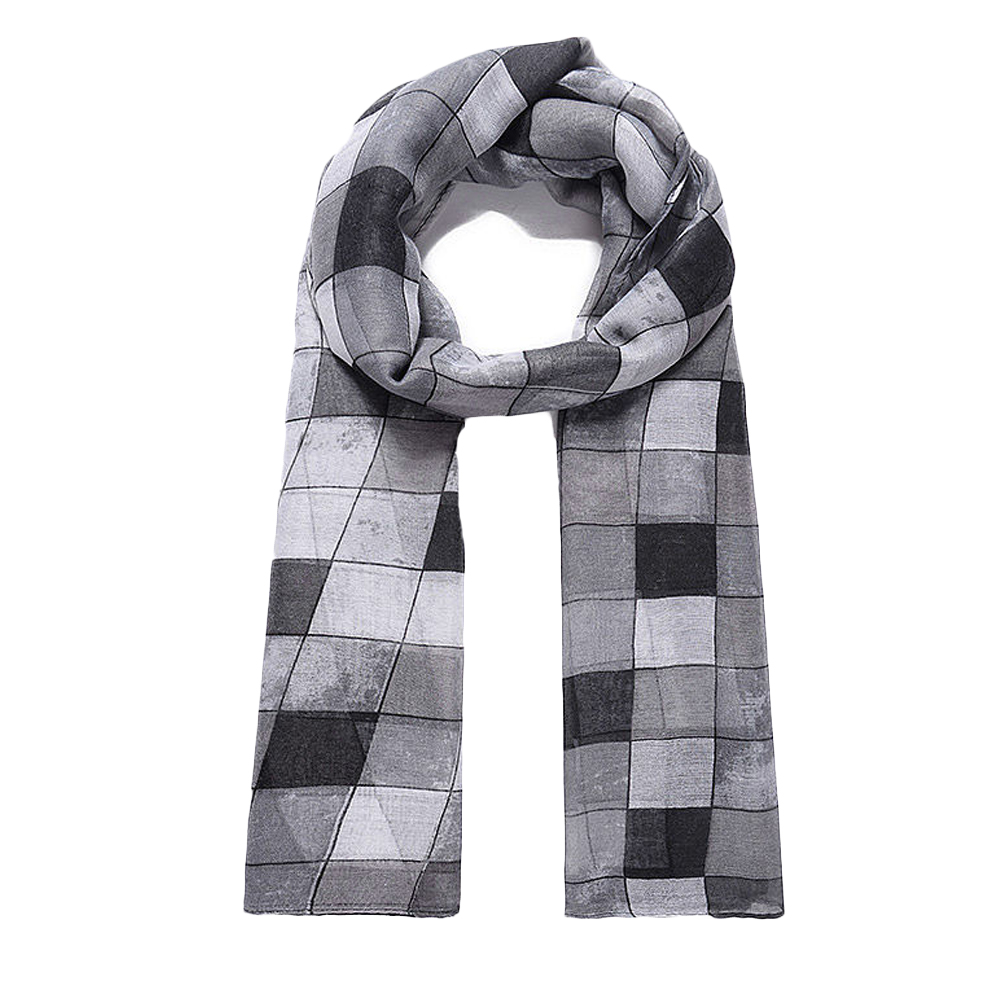 Black & Grey Check Scarf-CS147