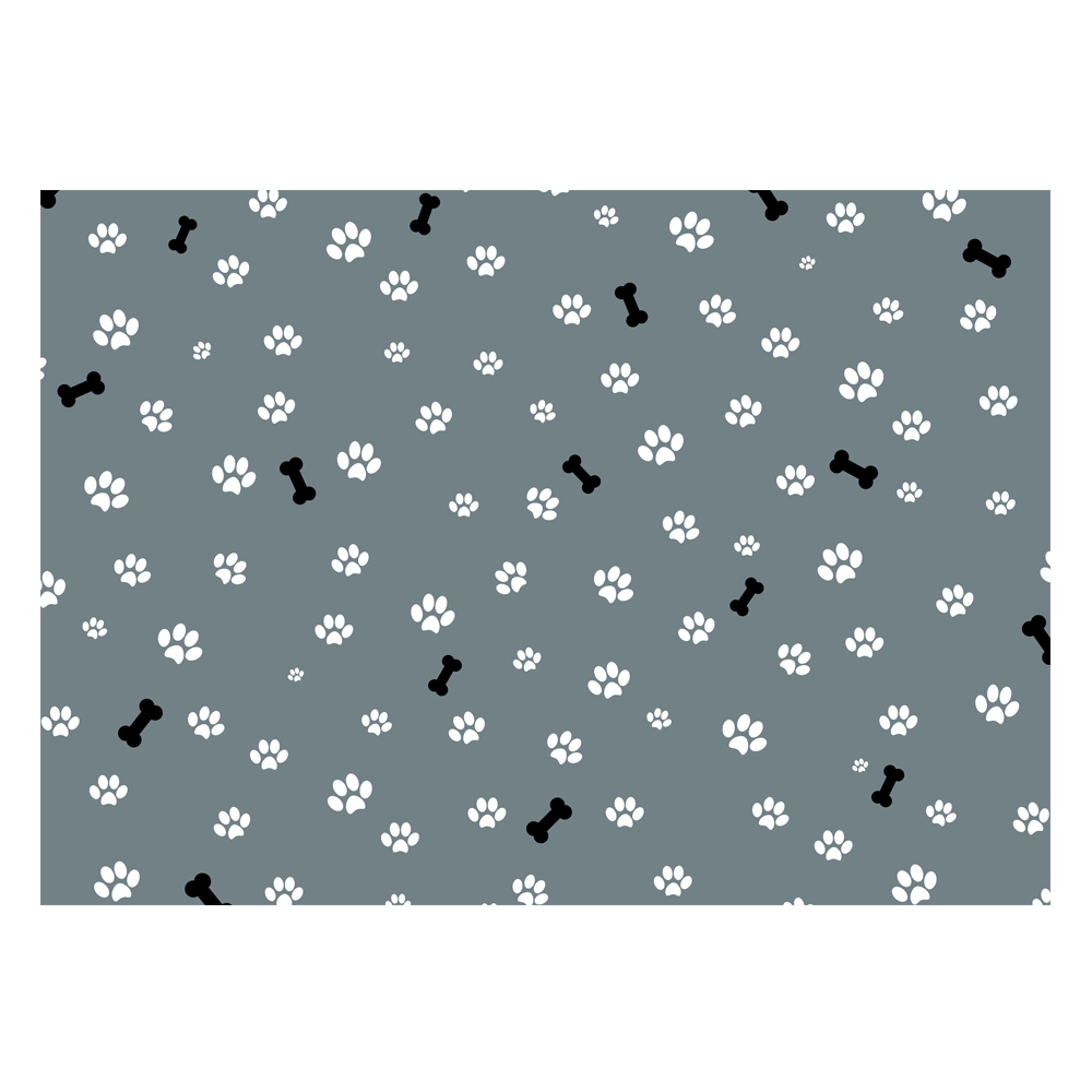 Dog Paw Print & Bone Gift Wrap Grey-GP135