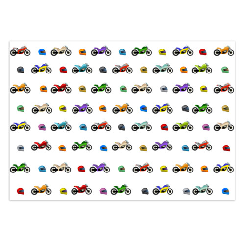 Motorbike Gift Wrap-White Background-GP162