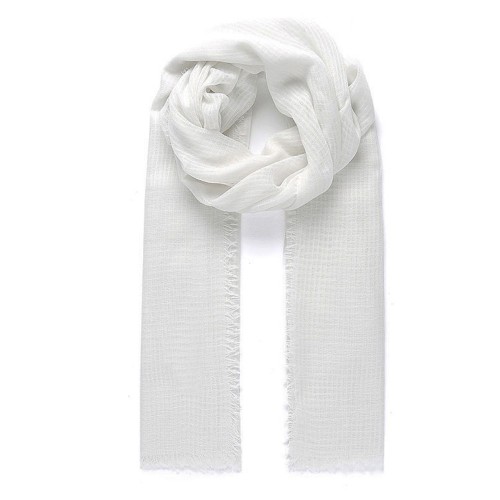 White Tassel Print Scarf-CS183