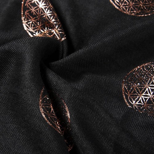 Black Metallic Print Scarf -CS186