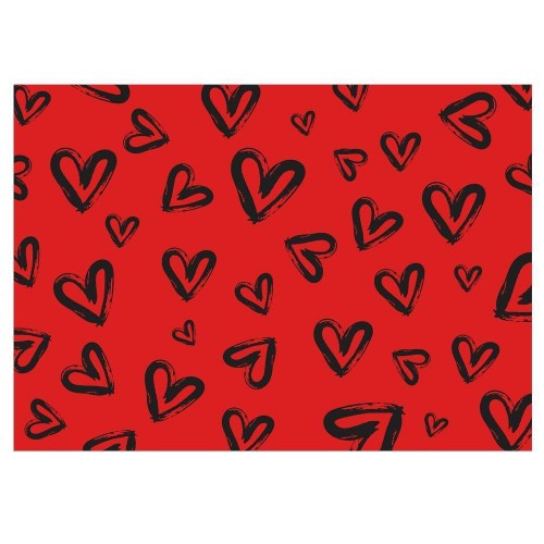 Black Hearts-Red Gift Wrap -GP245