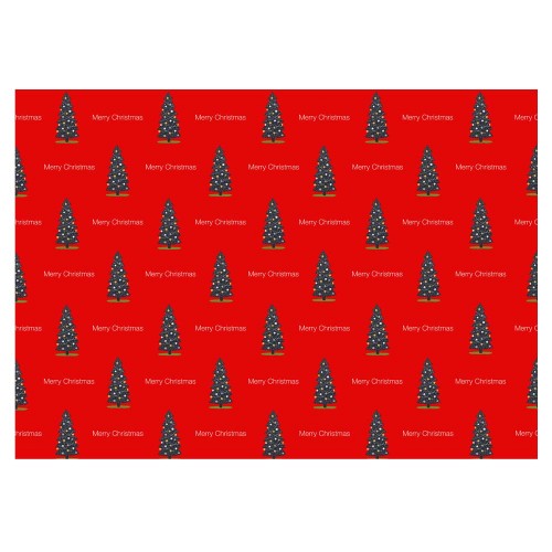 Christmas Trees Gift Wrap-Red Background