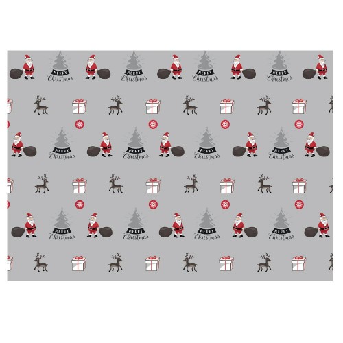 Santa Christmas Gift Wrap-Grey Background