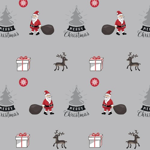 Santa Christmas Gift Wrap-Grey Background