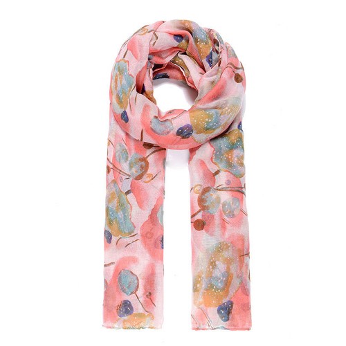 Pink Floral Print Scarf-CS105