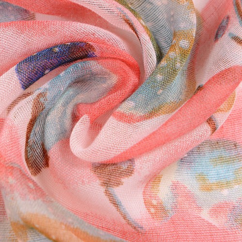 Pink Floral Print Scarf-CS105