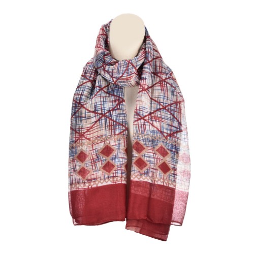 Diamond Print Red Scarf-CS167