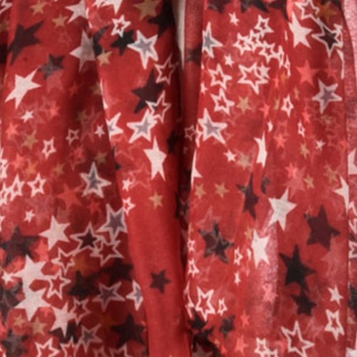 Red Star Print Scarf-CS170