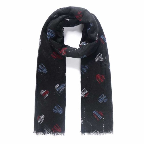 Black Heart Print Scarf