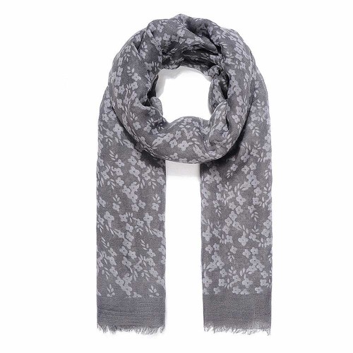 Grey Blossom Print Scarf