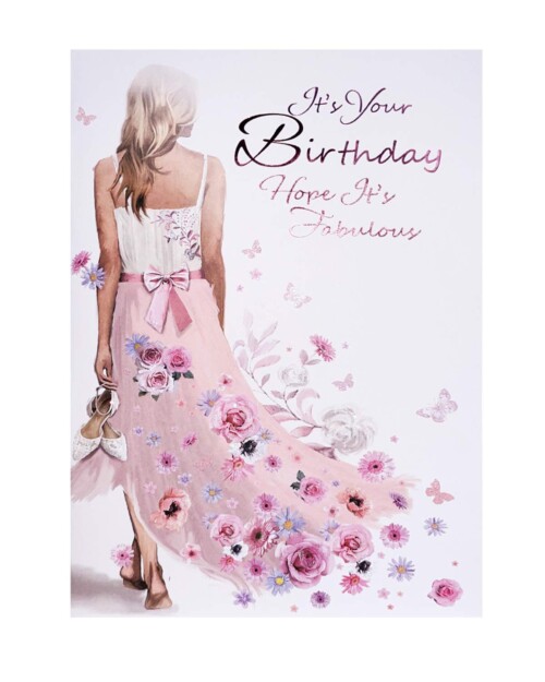 Women's Birthday Card-Floral Dress