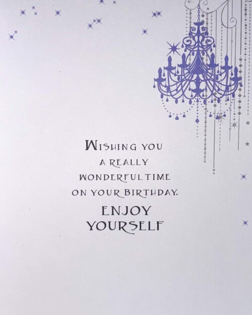 Women's Birthday Card-Purple Glitter Dress